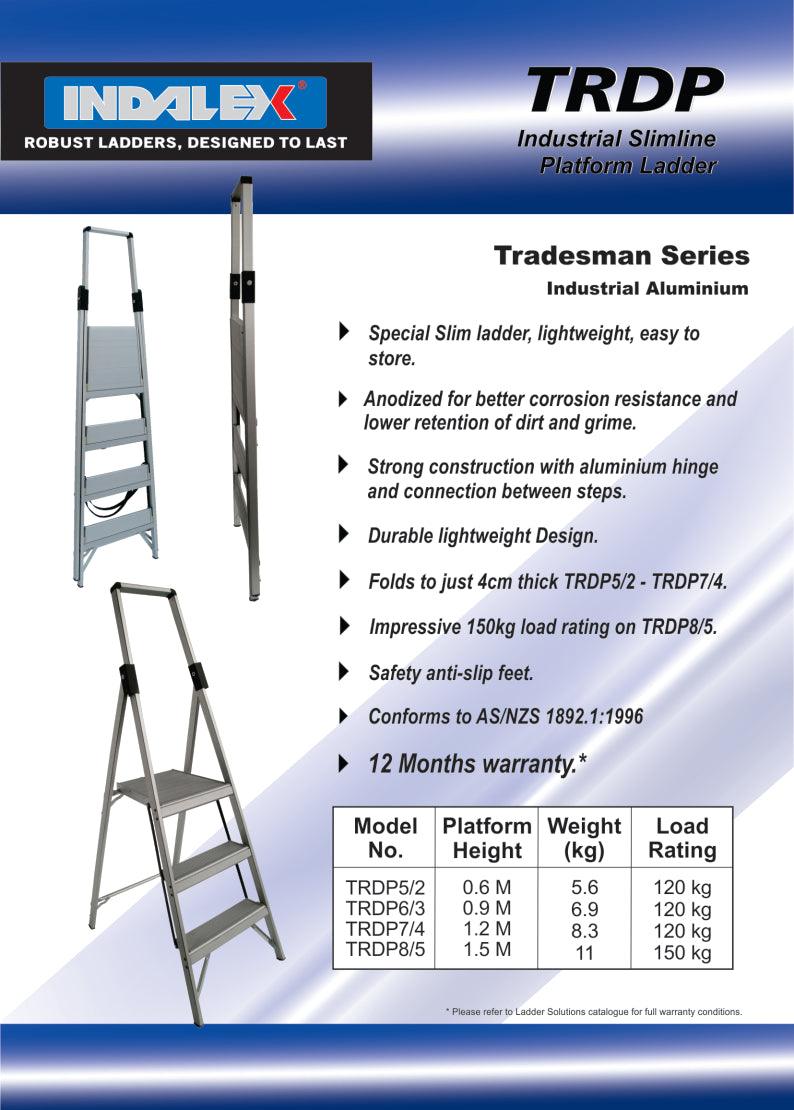 Indalex Tradesman Aluminium Slim Line Platform Ladder 8/5 5ft (1.5m) - Ladders4U