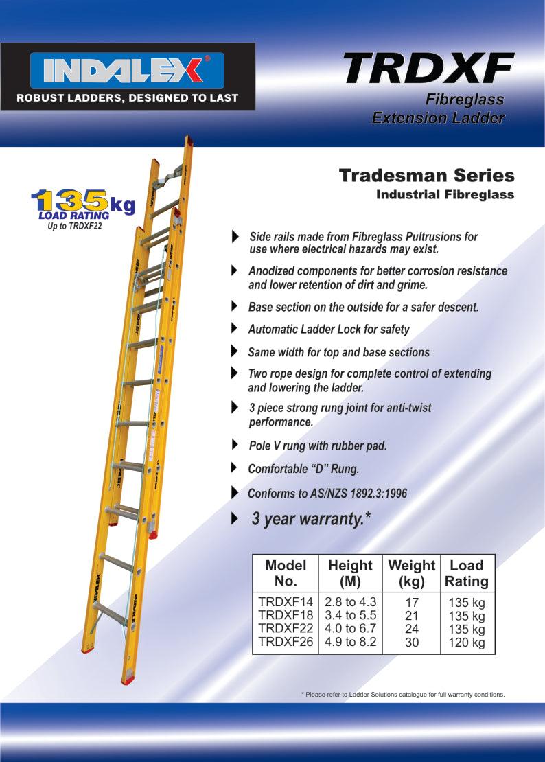 Indalex Tradesman Fibreglass Extension 18ft (3.4m - 5.5m) - Ladders4U