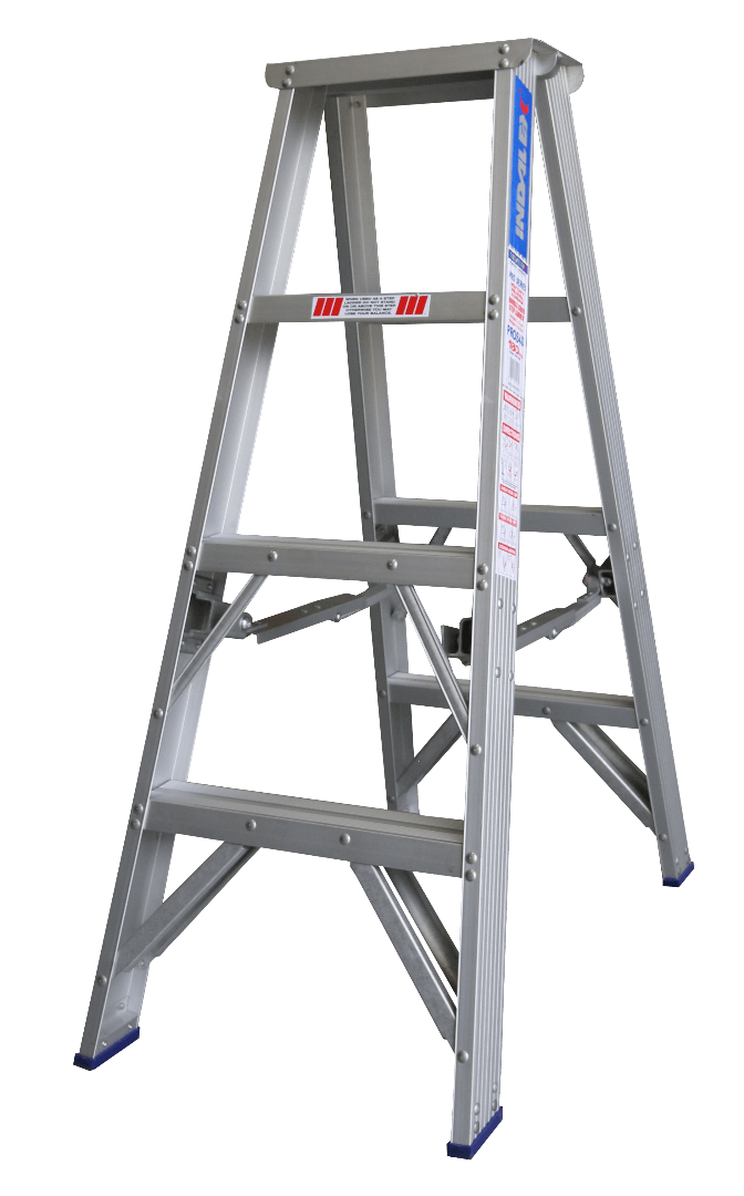 Double Sided Ladder With Platform INDALEX 4ft (1.2m) Industrial Aluminium 180KG Pro Series Double Sided ...