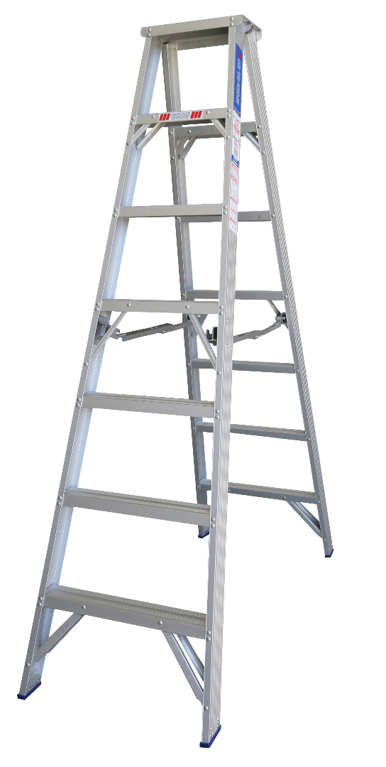 Double Sided Ladder With Platform INDALEX 7ft (2.1m) Industrial Aluminium 180KG Pro Series Double Sided ...