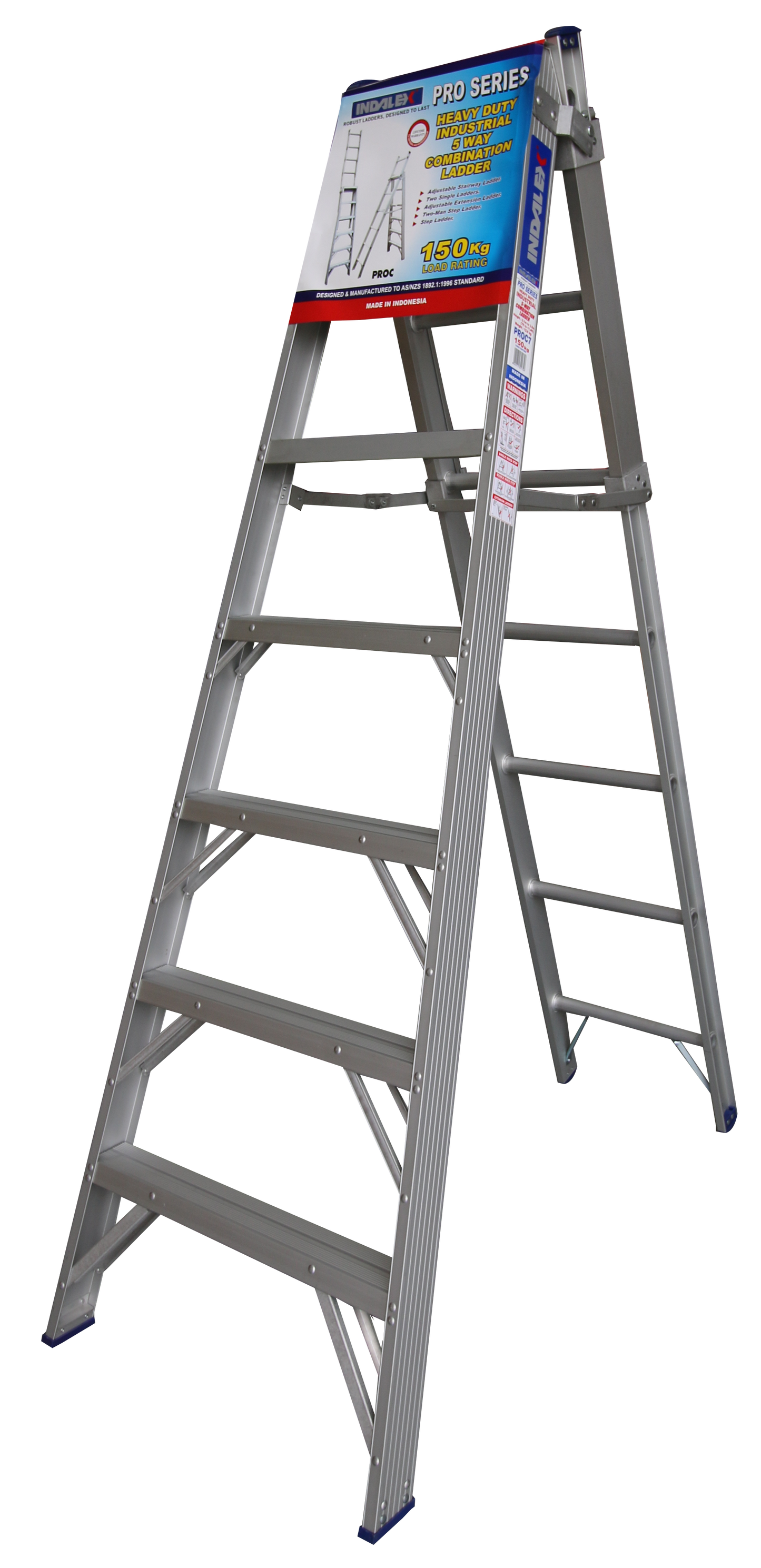 Indalex Pro Series Aluminium Combination Ladder 7ft (2.1M - 3.5M)