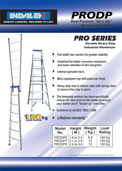 Indalex Pro Series Aluminium Dual Purpose 7ft (2.1m to 3.8m) - Ladders4U