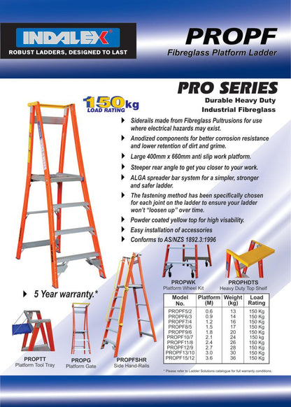 Indalex Pro Series Fibreglass Platform Ladder 10/7 7ft (2.1M) - Ladders4U