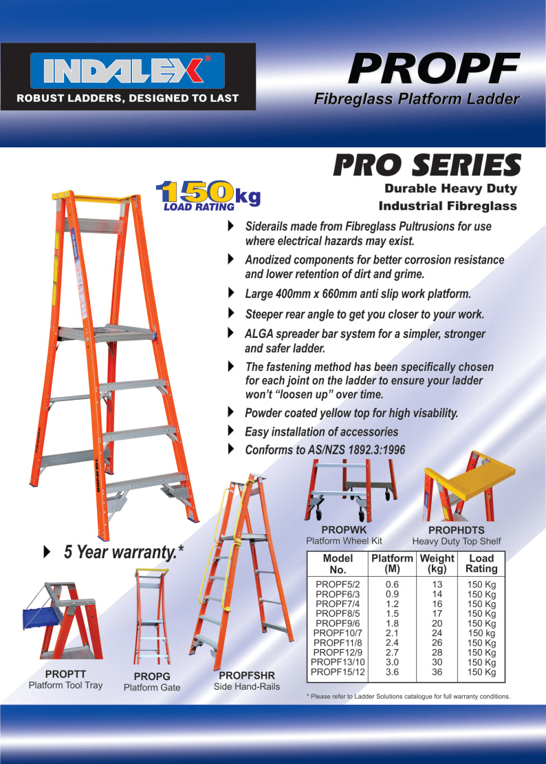 Indalex Pro Series Fibreglass Platform Ladder 8/5 5ft (1.5m)