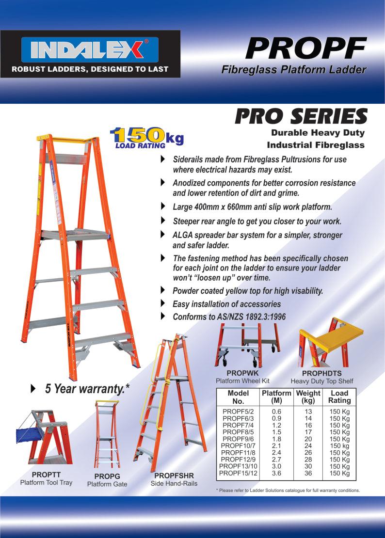 Indalex Pro Series Fibreglass Platform Ladder 11/8 8ft (2.4M) – Ladders4U