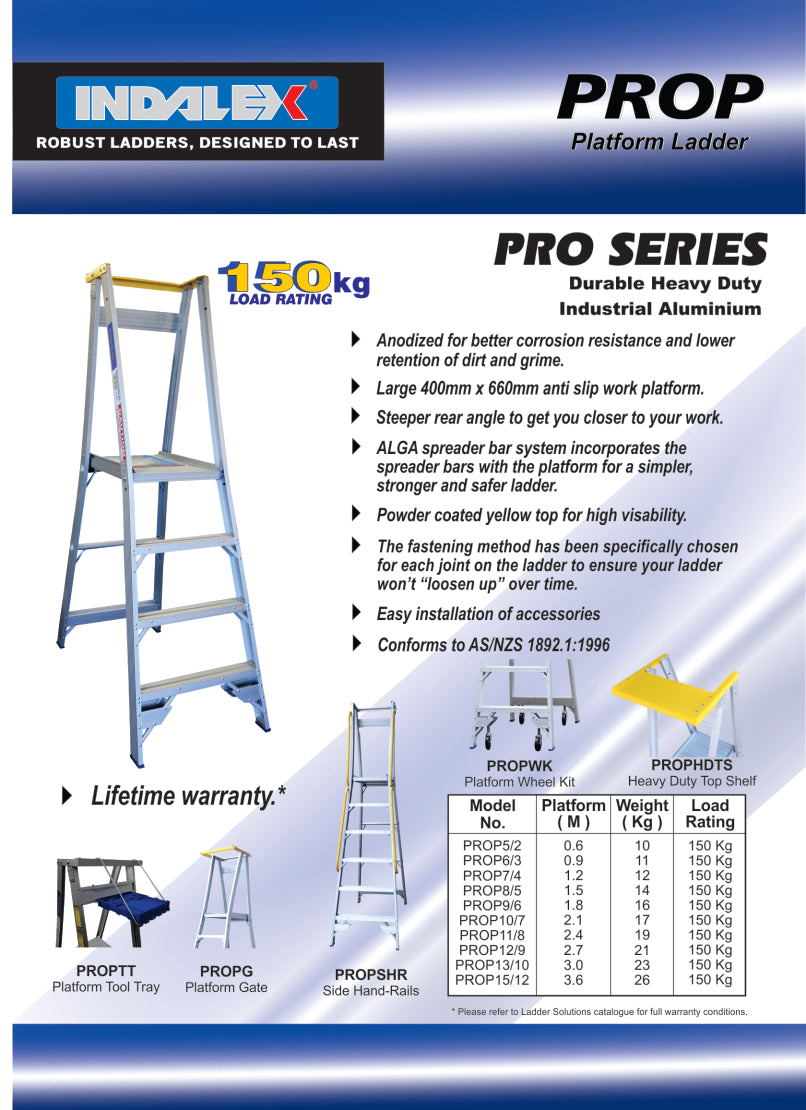 Indalex Pro Series Aluminium Platform Ladder 12/9 9ft (2.7M Platform)