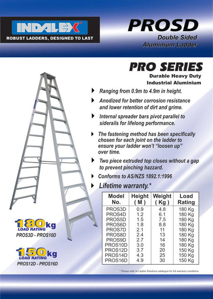 Indalex Pro Series Aluminium Double Sided Step 8ft (2.4m) - Ladders4U