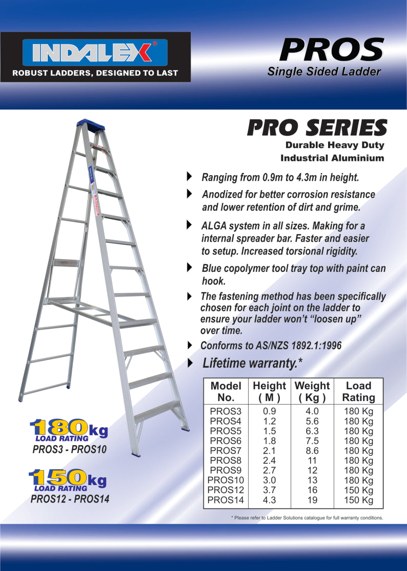 Indalex Pro Series Aluminium Single Sided Step 8ft (2.4M)