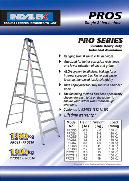 Indalex Pro Series Aluminium Single Sided Step 14ft (4.3M) - Ladders4U