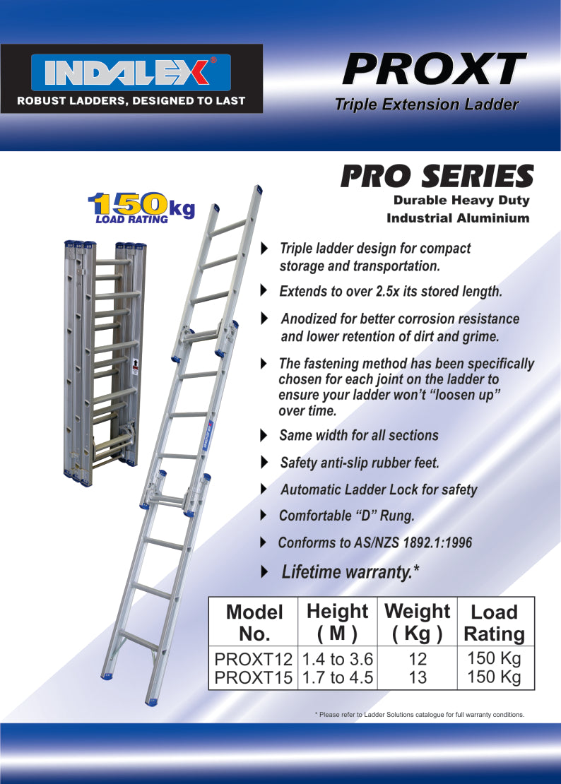 Indalex Pro Series Triple Extension Ladder 12ft (3.6m)