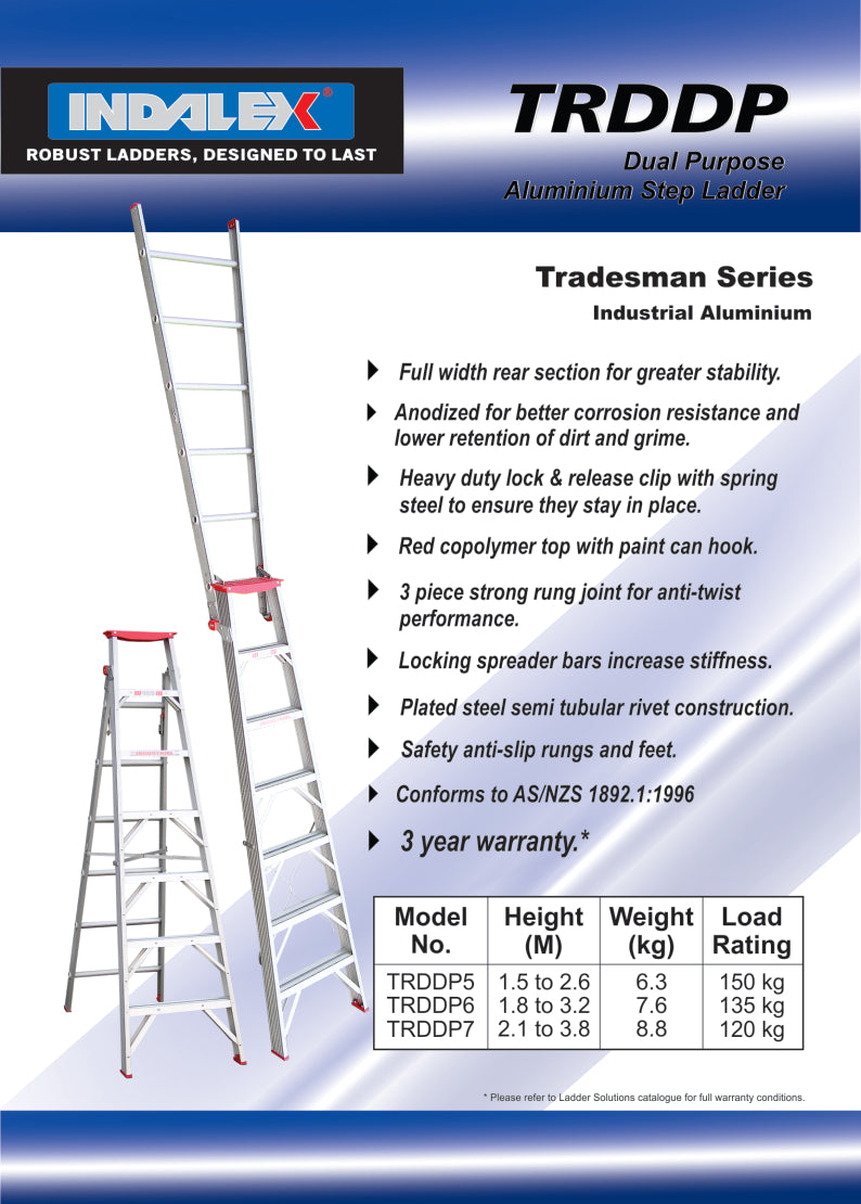 Indalex Tradesman Aluminium Dual Purpose 5ft (1.5 M to 2.6m)