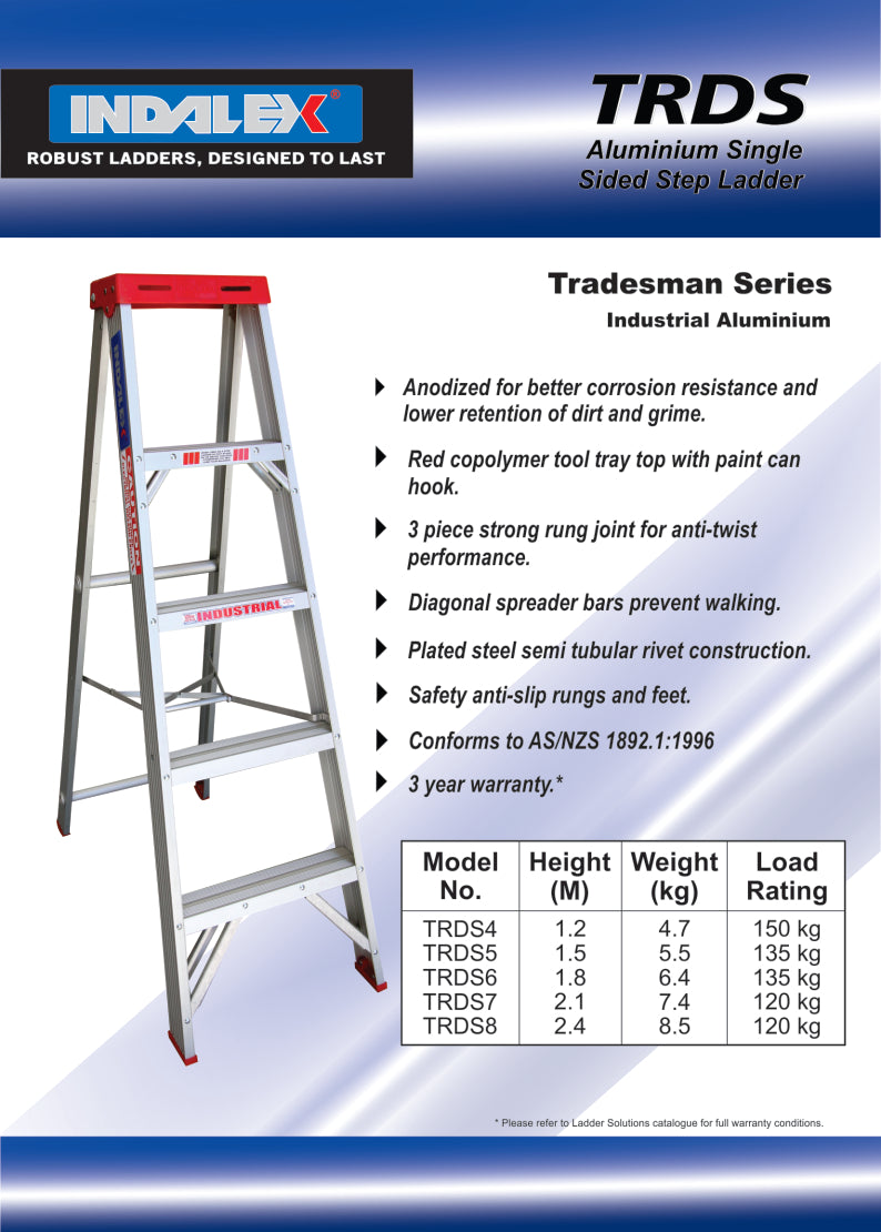 Indalex Tradesman Aluminium Single Sided Step 4ft (1.2m)