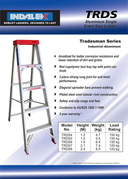 Indalex Tradesman Aluminium Single Sided Step 4ft (1.2m) - Ladders4U