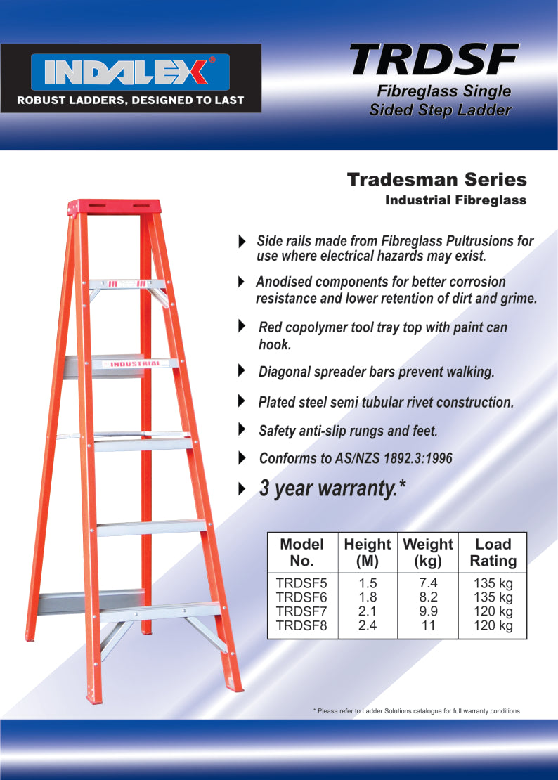 Indalex Tradesman Fibreglass Single Sided Step 5ft (1.5m)