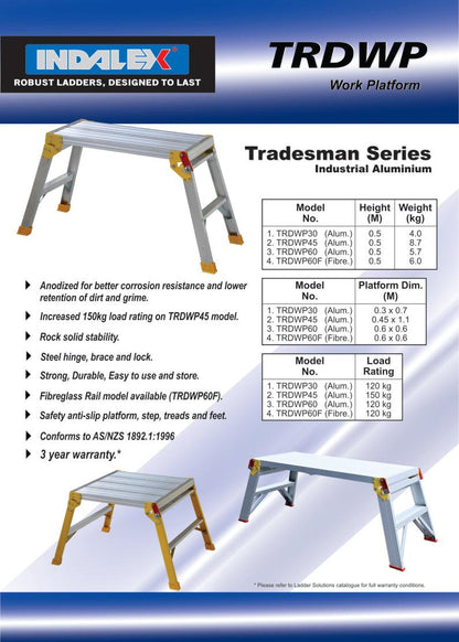 Indalex Tradesman Aluminium Work Platform 450mm x 1100mm - Ladders4U