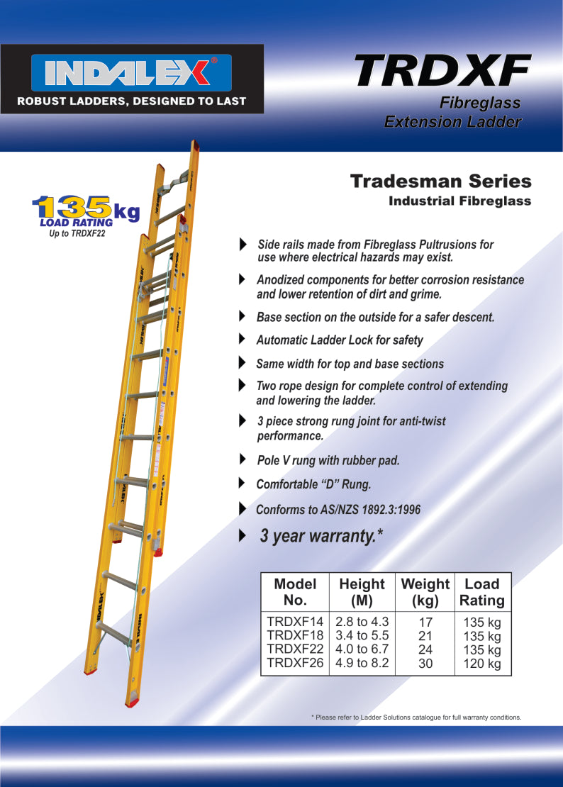 Indalex Tradesman Fibreglass Extension 14ft (2.8m - 4.3m)