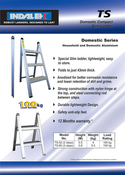 Light Duty Slimline Folding 2 Step Ladder - Ladders4U